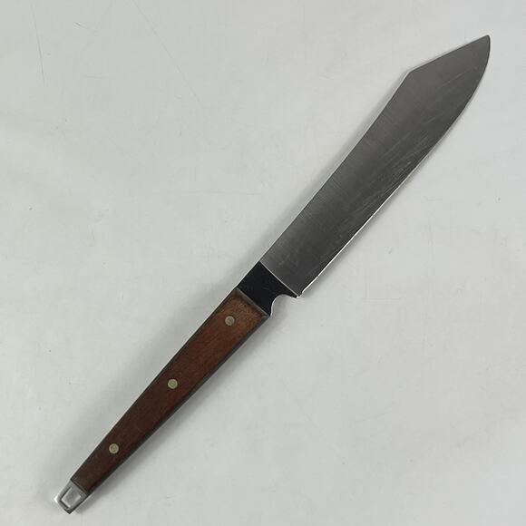 Vintage EKCO Flint Stainless USA Chef Knife Wood Handle 12" Kitchen Blade - Picture 1 of 7